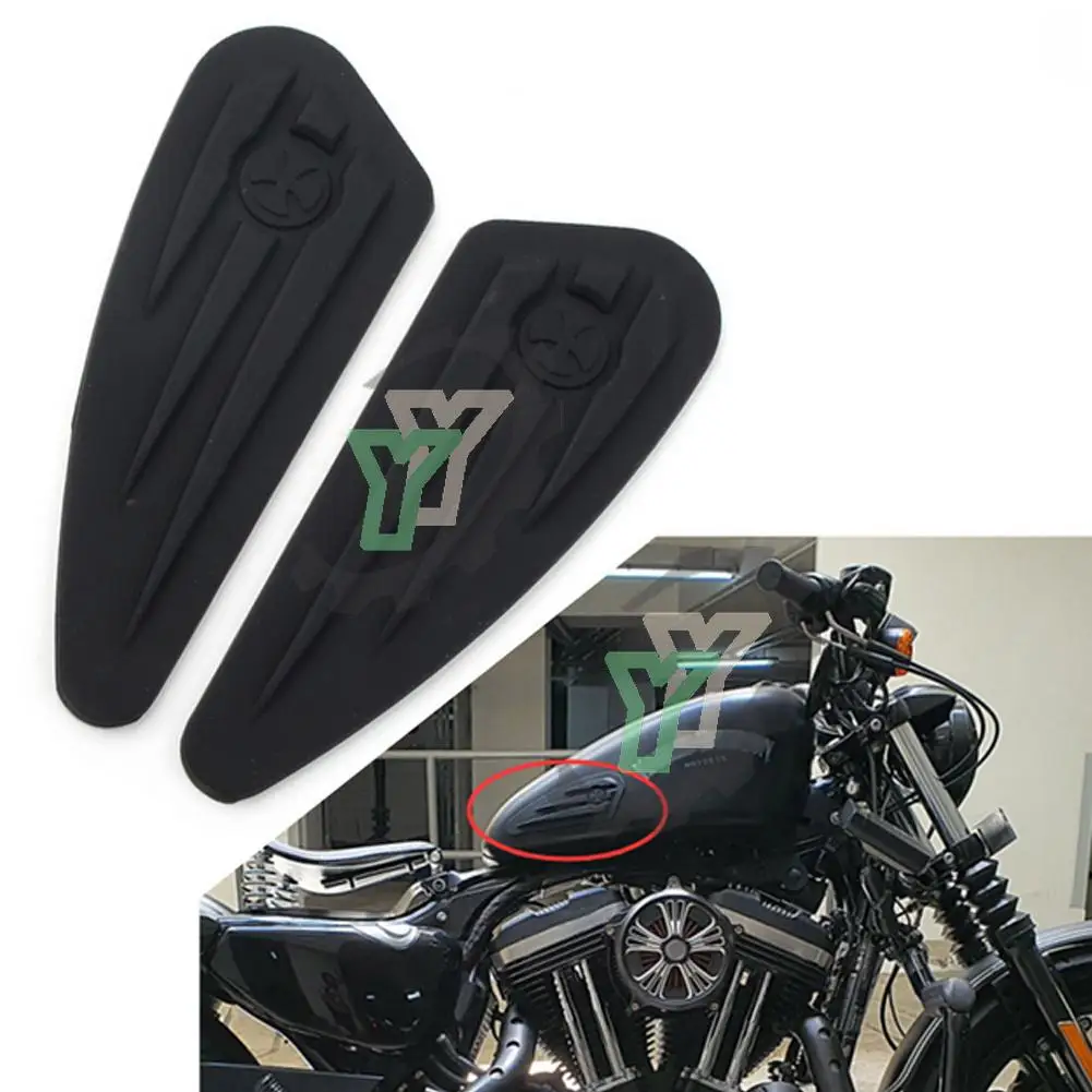 

For Harley Softail Dyna Sportster FXDB FXDF FXDL FLSTF FXSB 2PCS 1Pair Motorcycle Fuel Gas Tank Knee Pads Decals Stickers Rubber