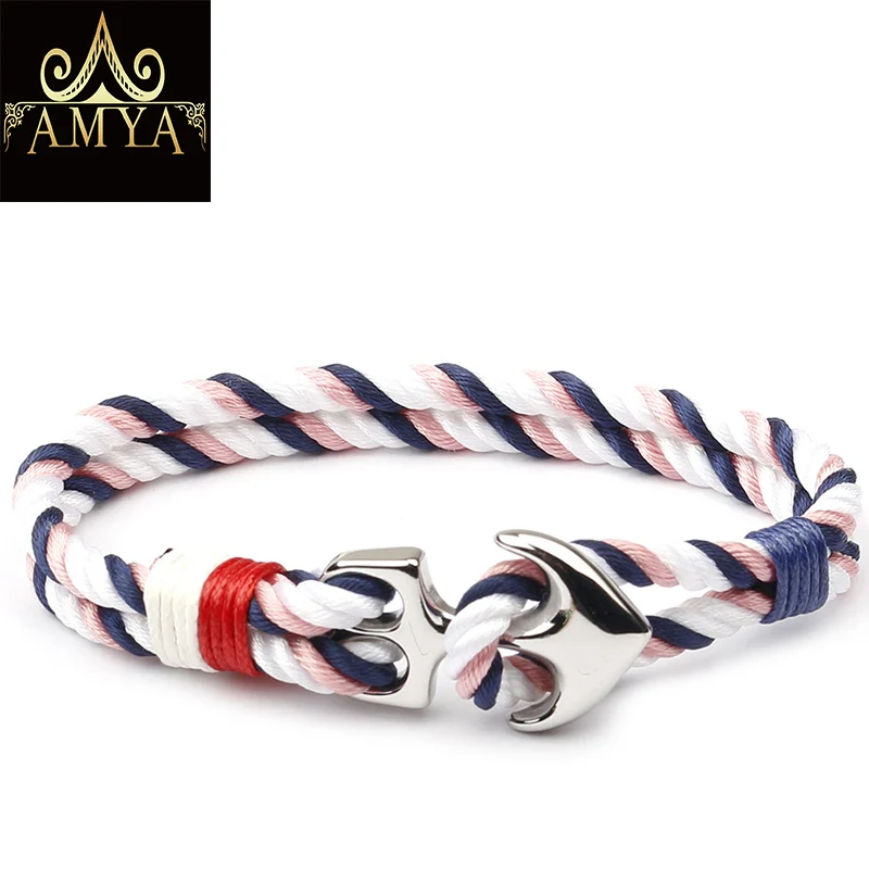 

Браслет с якорем из нержавеющей стали AMYA, браслеты с веревкой для женщин, мужчин, девочек и мальчиков, ювелирные изделия