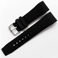 black new 23mm rubber waterproof watch strap band watchband for san tos 100 watch repalce