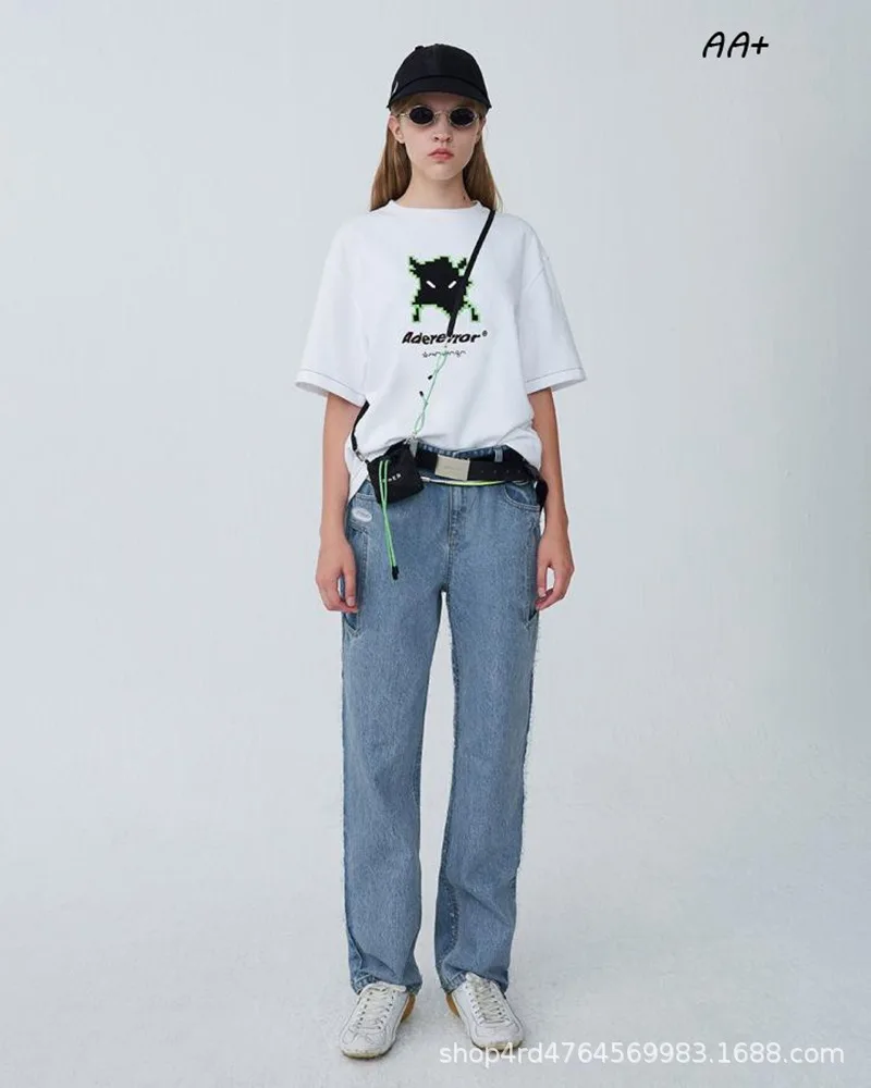 

ADER ERROR2021 New Four Seasons Men's Casual Straight-Leg Jeans Ladies Fashion Classic Design High Street Straight-leg Trousers