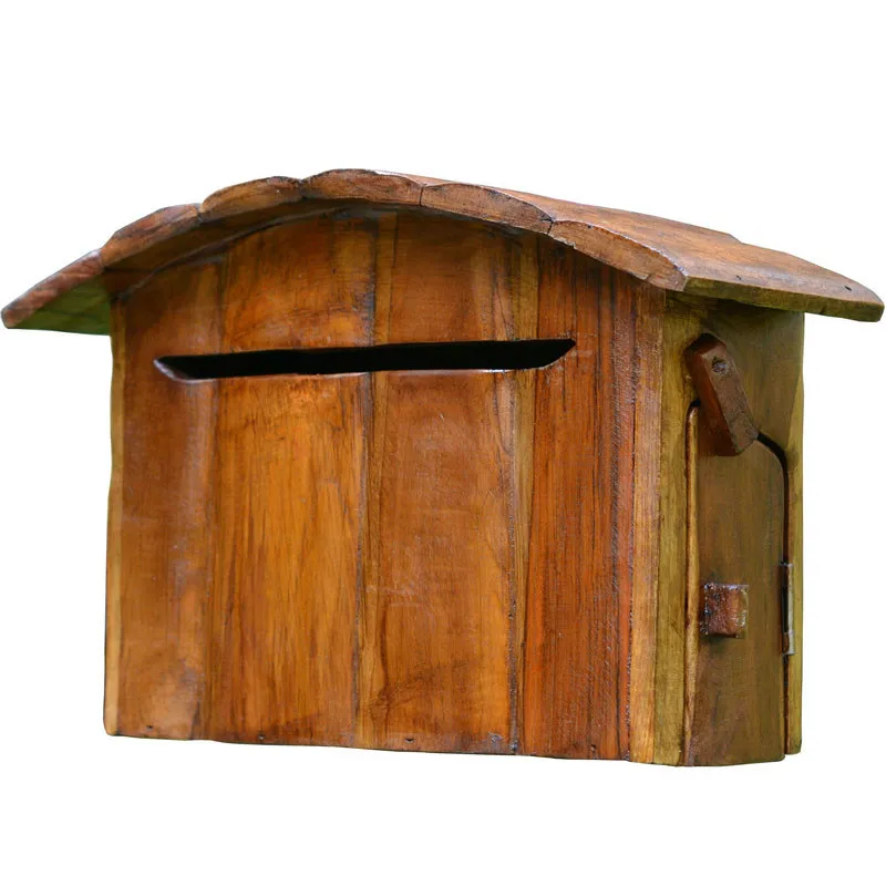 Handmade Outdoor Mailbox Gardening Mailbox Villa Wood Wall-Mounted Anti-Rain Box Water and Electricity Fee Box Milk Delivery Box