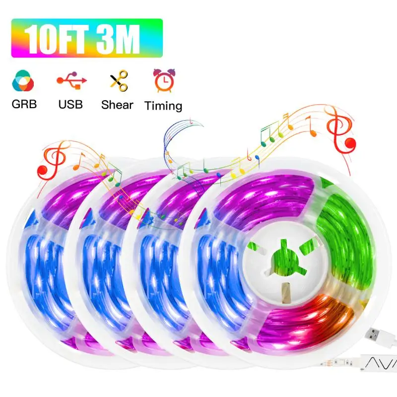 

Светодиодная лента 5050RGB с Bluetooth, 10 футов, светодиодное освещение с изменением цвета, с управлением через приложение, микрофоном и синхрониза...