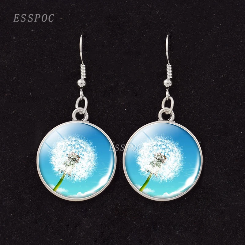 Висячие серьги в виде одуванчика кабошон из стекла для фото модные женщин
