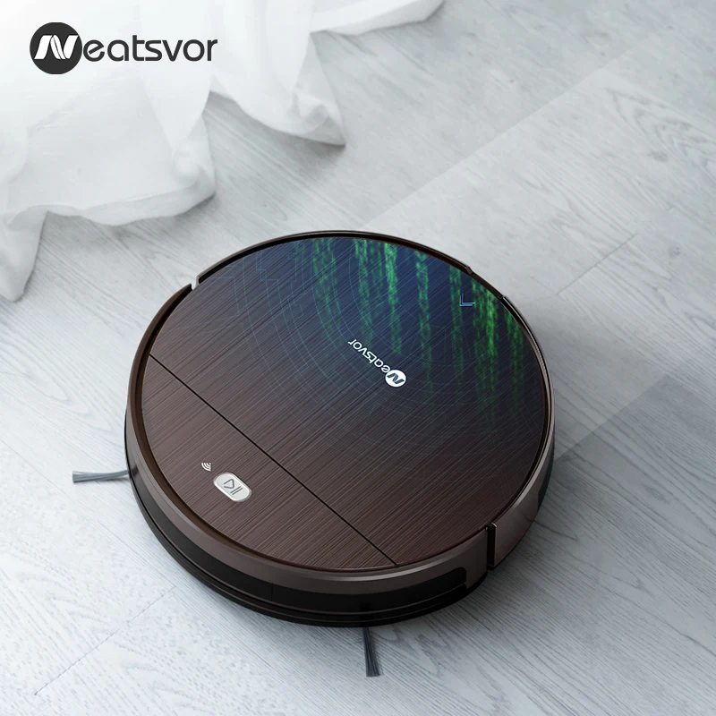 NEATSVOR V392 коричневый робот-пылесос для уборки и влажной уборки пола, приложение для управления картой навигации, планируемый Автоматический робот-зарядка 1800PA