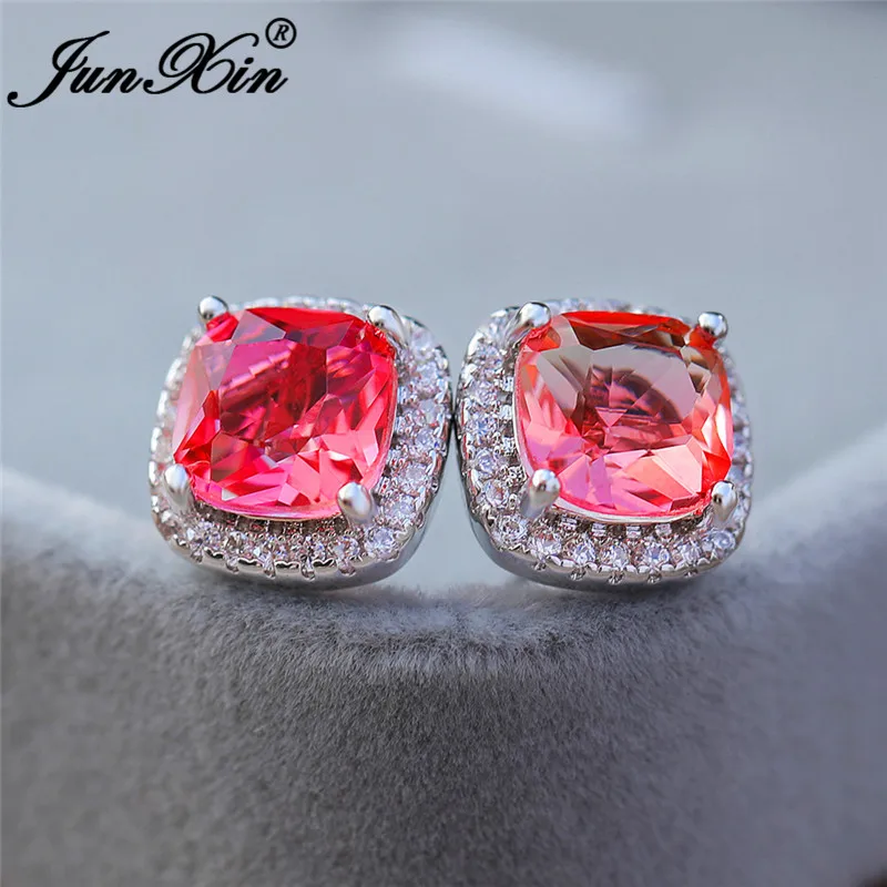 Для девочек милый розовый желтый Градиент Радуга кристаллические серьги из