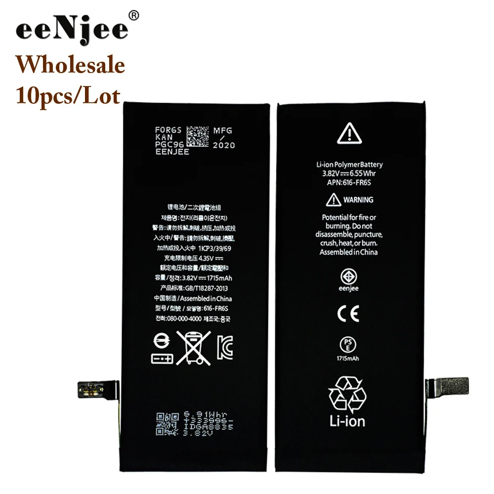 

EENJEE 10Pcs Replacement Battery For Apple IPhone 6S 5S SE 6G 6Plus 6SPlus 7G 7Plus 8G 8Plus X XS XR 11 11PRO Max Original IC