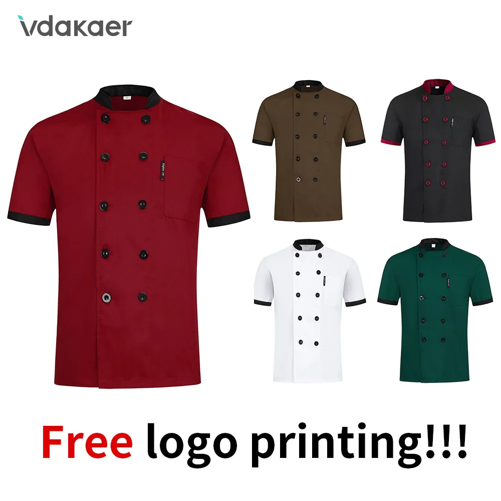 Унисекс с коротким рукавом шеф-повара пальто Ресторан Обслуживание еды Униформа