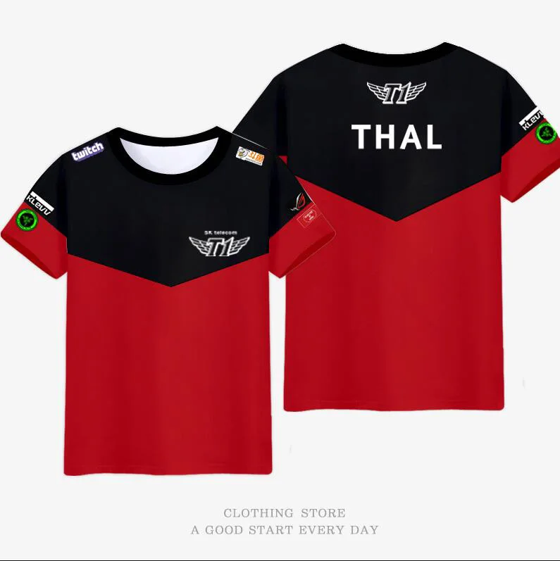 Faker bang SKT T1 футболка LCK Весенняя команда чемпионов Джерси SKTT1 Футболка мужская Faker Peanut Bang Wolf SKT1 рубашка игровые футболки