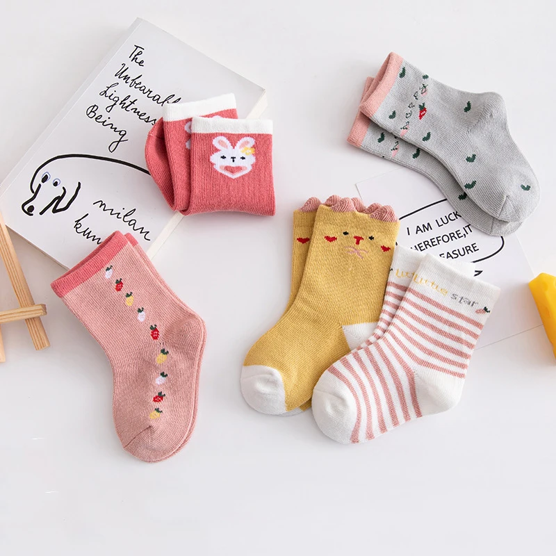 

5 Pair/Lot Kids Soft Cotton Socks Autumn Winter Warm Boy Girl Newborn Baby Infant Cute Cartoon Anti Slip Floor Socks for 0-3Y