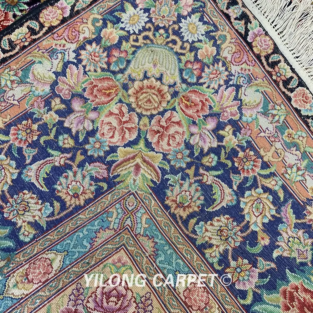 Yilong 6 'x 9' ручной вязки персидский коврик Синий Шелковый работы (ZSH005A) | Дом и