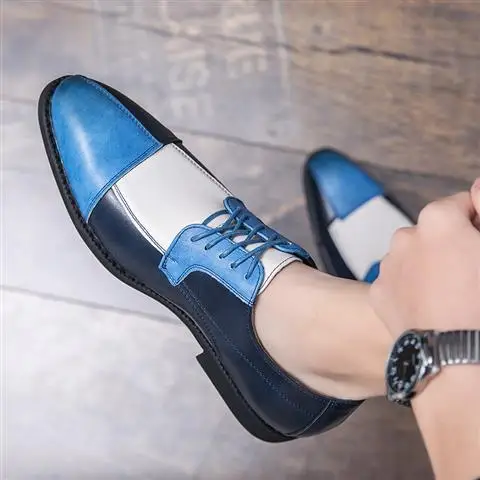 

Spring and summer 2021 carved British retro men's shoes Korean color matching casual interior high size studio photo shoes