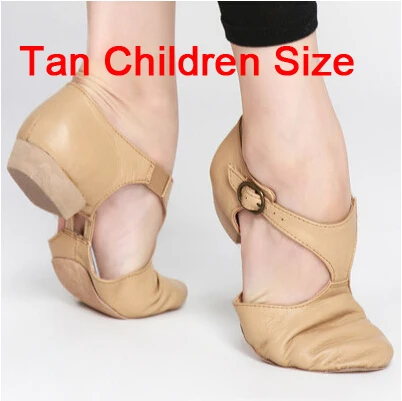 Tan Children Size Танцевальная обувь для детей, девочек, детские тянущиеся балетные туфли для джаза, танцевальная обувь, сандалии, Классные кроссовки, гимнастическая обувь, EU23-EU33 - Цвет: Tan Children Size