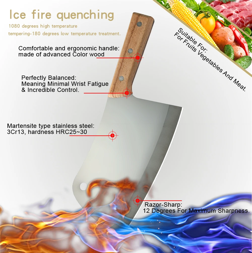 MUZ Кливер нож из нержавеющей стали кухонные ножи инструменты мясник измельчитель