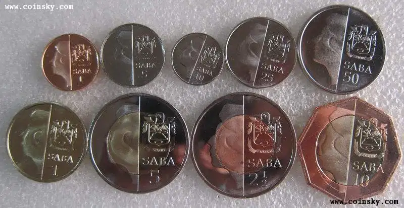 

9pcs Dutch Saba coin original2013 year Not circulated