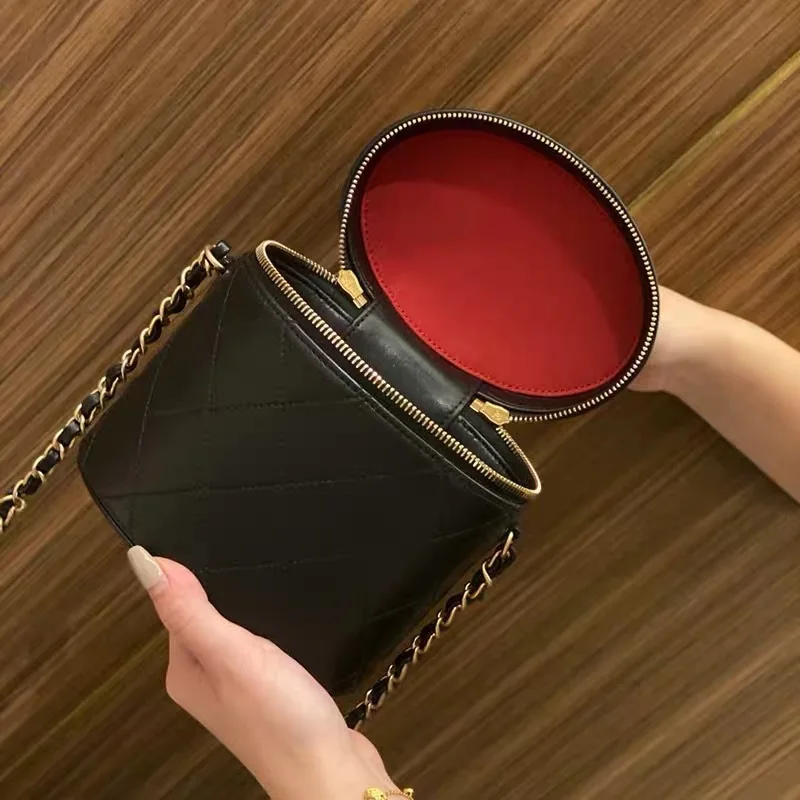 

2021 leather rhombic chain cylinder bag cosmetic box bag single shoulder bag messenger female bag new