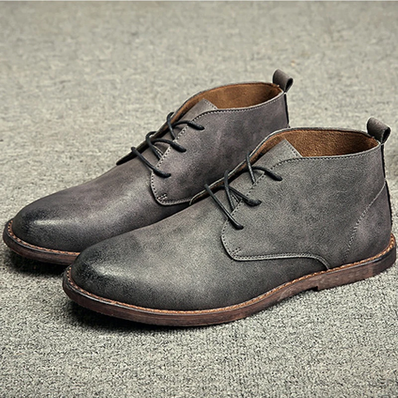 Ботинки мужские кожаные на шнуровке до щиколотки осень| |