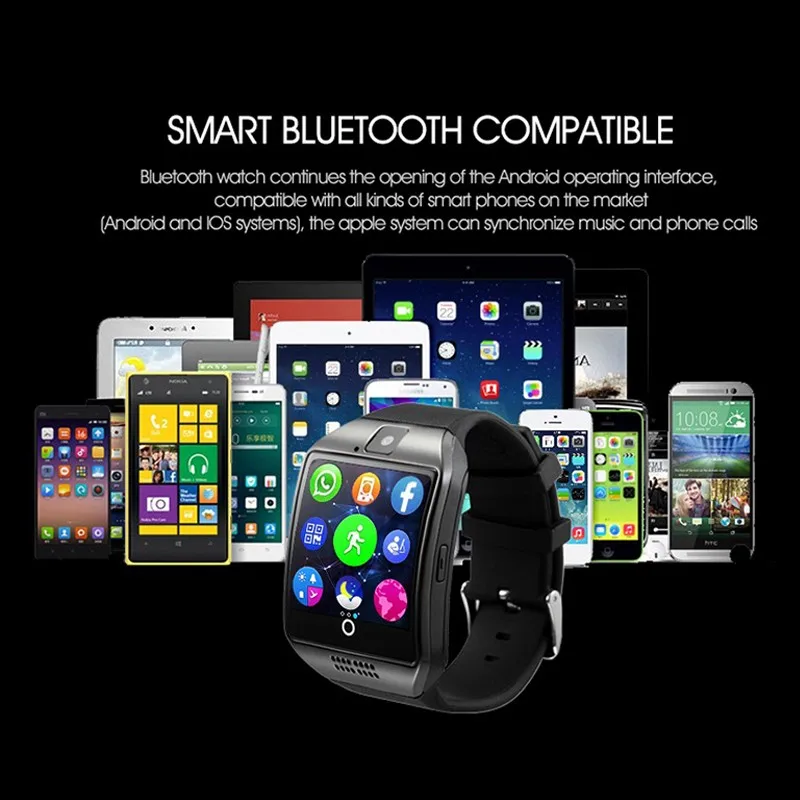 

Q18 Men Smart Watch With Camera Touch Bluetooth Call Watch News push Music Play Fitness Tracker Sports Watch Support SIM TF Card