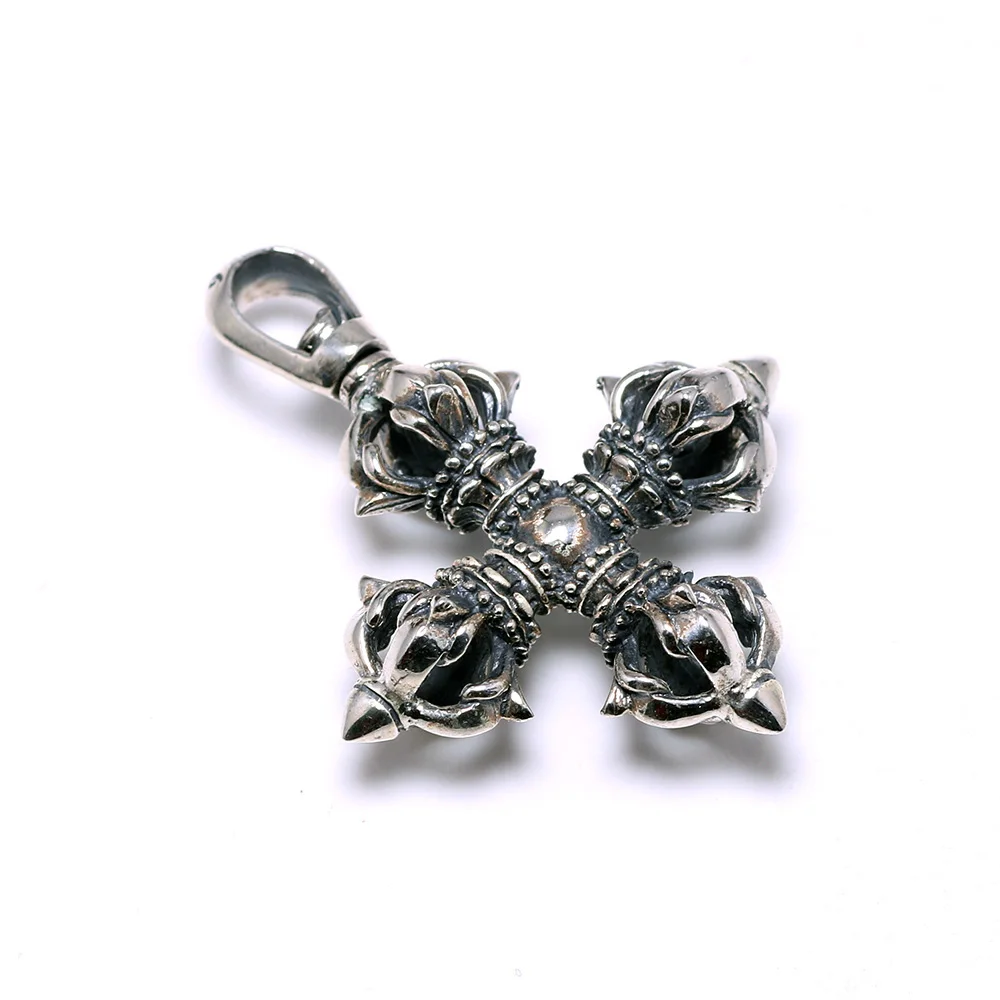 Подвеска мантра из стерлингового серебра 925 пробы Крест Ваджра кулон для мужчин и