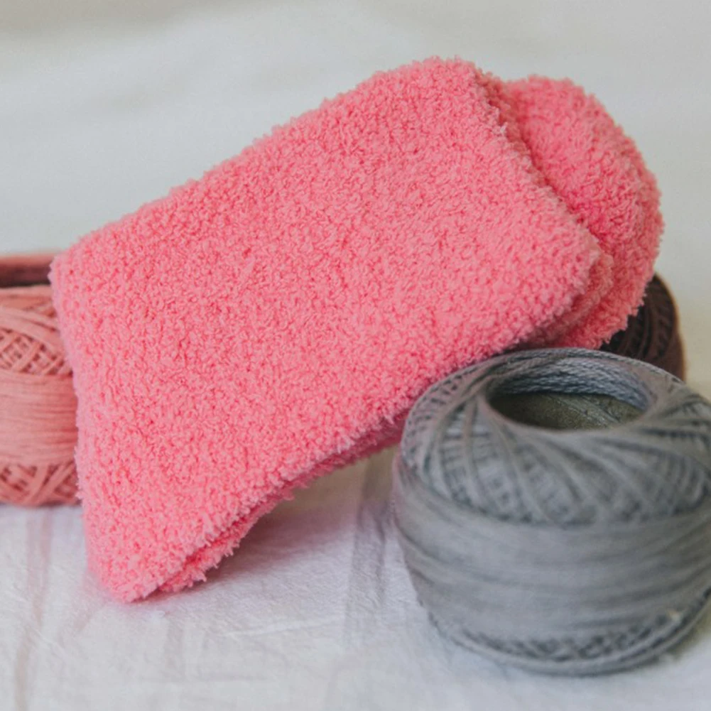 Зимние носки женские для кровати однотонные пушистые плотные теплые хлопковые