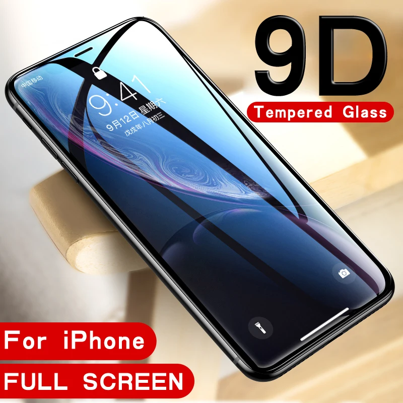 Закаленное стекло 9D с полным покрытием для IPhone 7 8 Plus Защитное экрана XR XS Max X 6 7plus