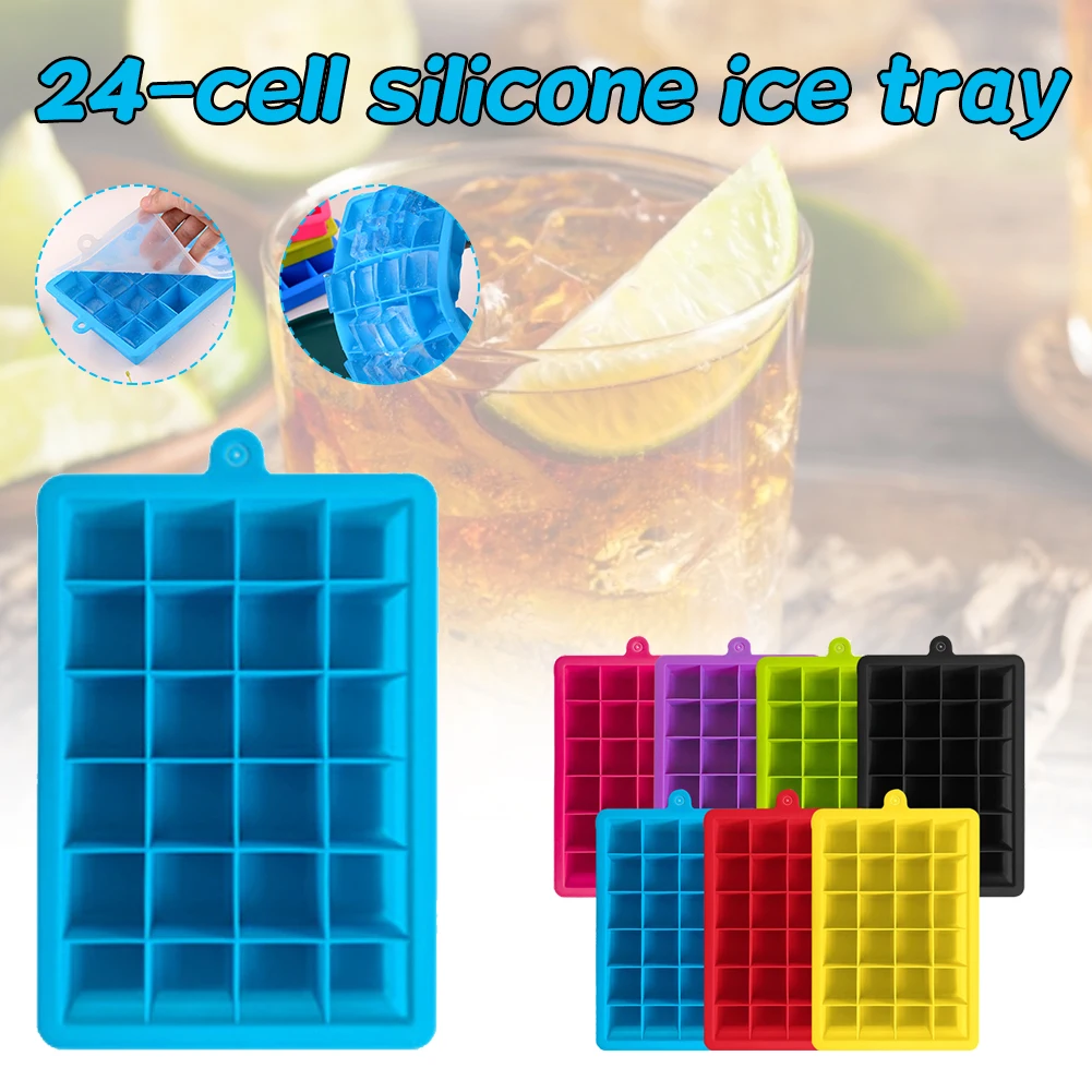 24 силиконовые подносы для кубиков льда с крышкой форма из пищевого силикона