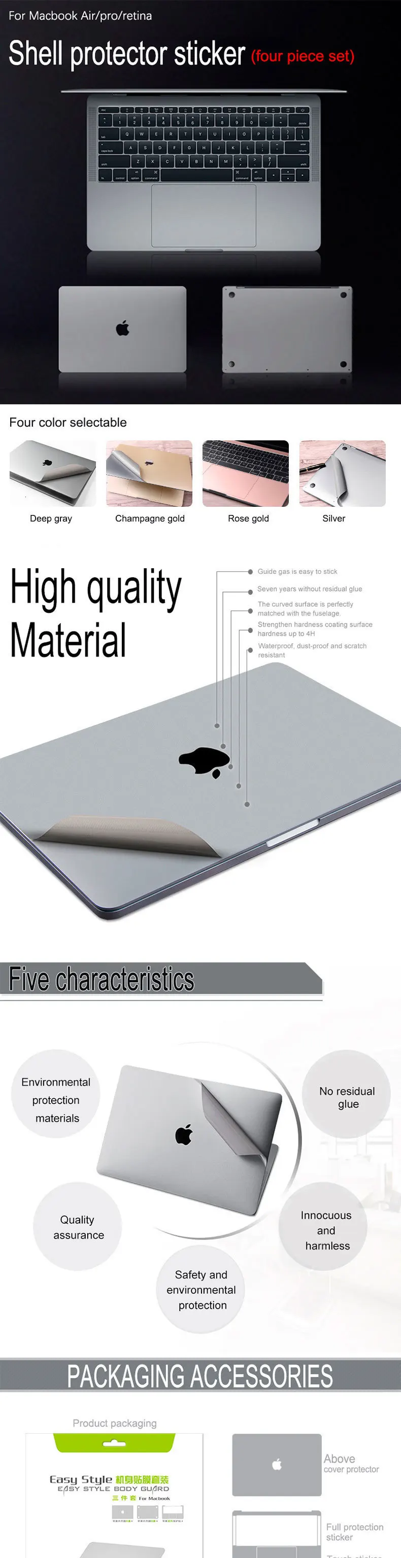 Чехол для ноутбука Защитная пленка для Macbook Air Pro retina сенсорной панелью 1" 13" 1" Тетрадь 3M стикер на фюзеляж три Костюм из нескольких предметов