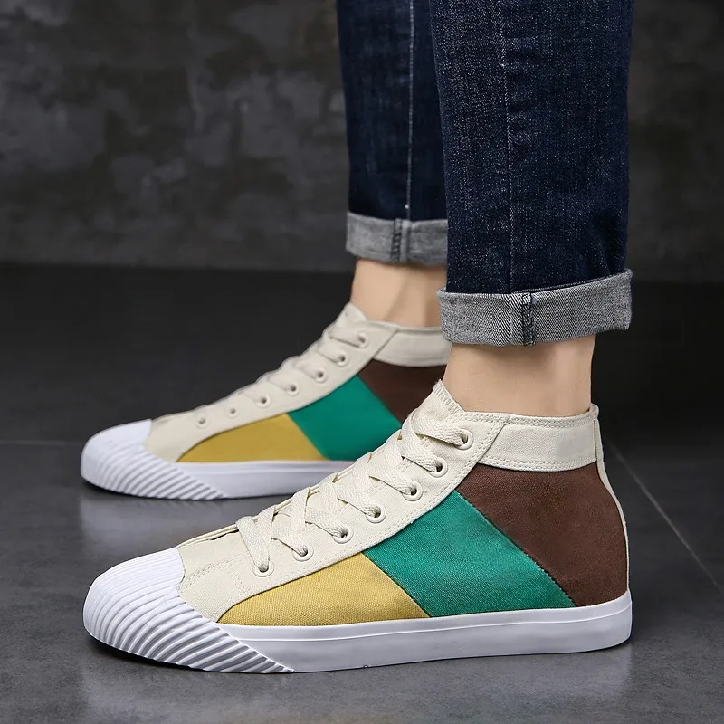 Осенние мужские кроссовки с высоким берцем Повседневная обувь без застежки на