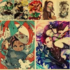 Плакаты японского аниме рассекающий демонов киметасу no Yaiba, ретро плакаты, крафт-бумага и принты, домашняя комната, бар, Настенный декор, плакат, художественная живопись