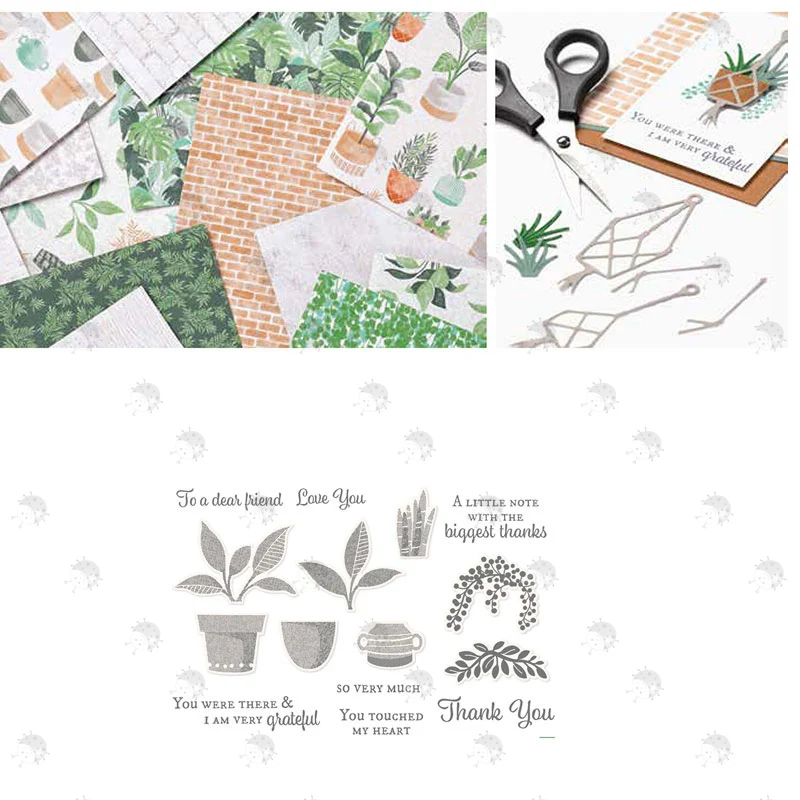 

POTTED PLANTS Background Leaves Metal Cutting Die And Stamps Scrapbooking Background DIY Decoration Craft Embossing Make Albums