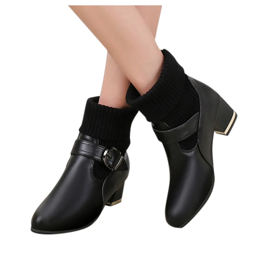 Женские модные повседневные теплые короткие ботильоны кожаная обувь на