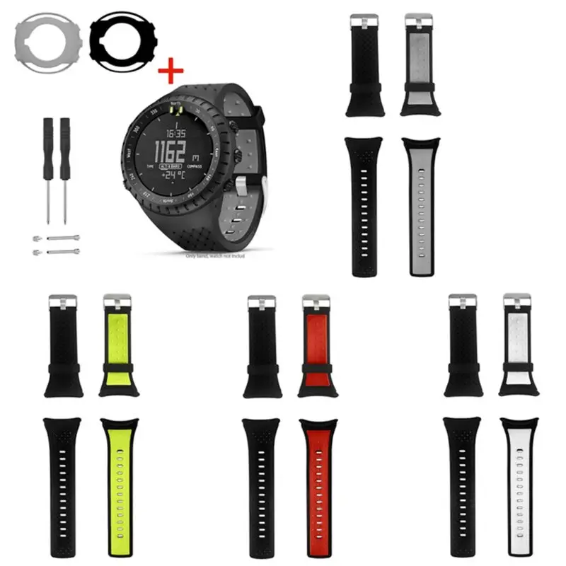 1 комплект двухцветный мягкий силиконовый ремешок для наручных часов чехол