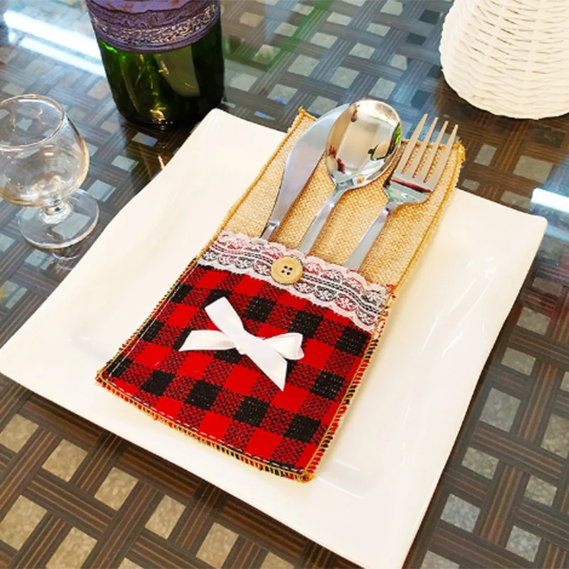 30 шт. джутовая Мешковина кружевной мешочек для столовых приборов свадебная вилка