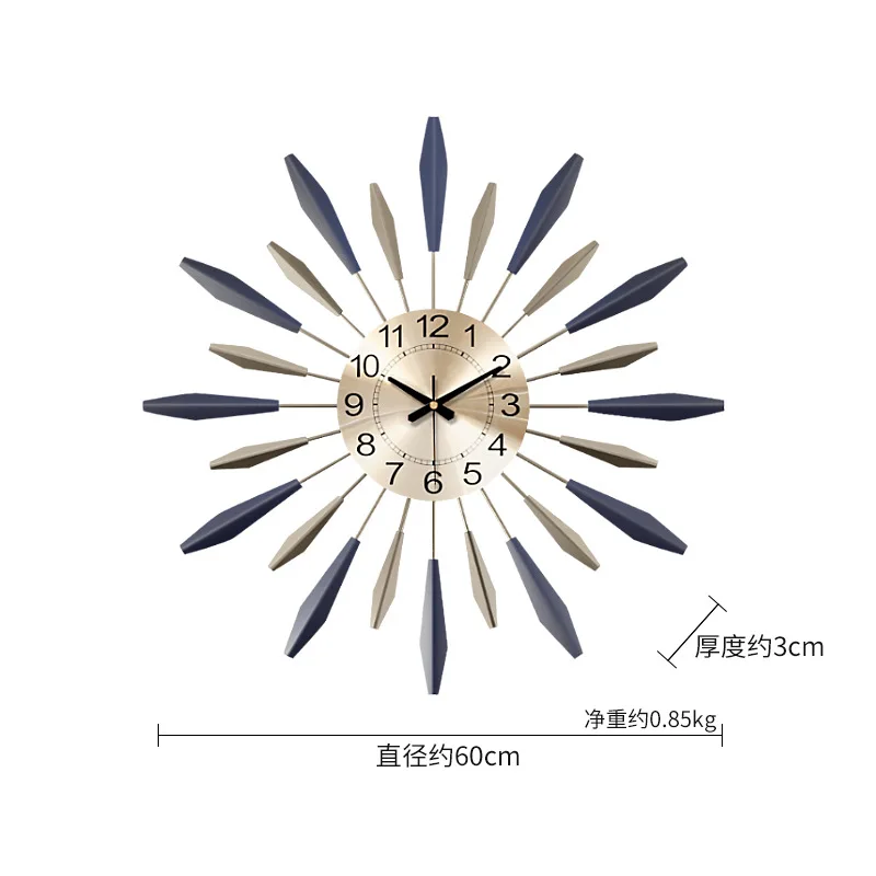 

Living room mute fashion light luxury decoration clocks personalized and creative iron digital wall clock modern design