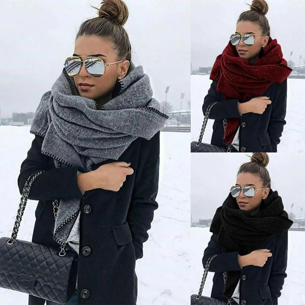 

Scarf Soft Warm Keeping Fleece Solid Color Shawl Outdoor Neck Wrap for Travel