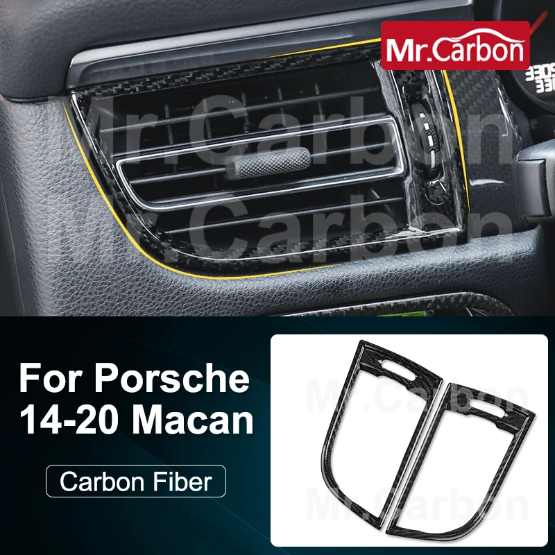 Защитная Наклейка из углеродного волокна для автомобильной приборной панели, воздуховыпускного отверстия, наклейка для Porsche 14-20 Macan, аксесс...