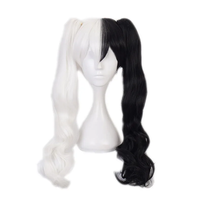 

New Dangan Ronpa Monokuma Long Ponytails Curly Wig Cosplay Costume Danganronpa Heat Resistant Synthetic Hair Women Wigs