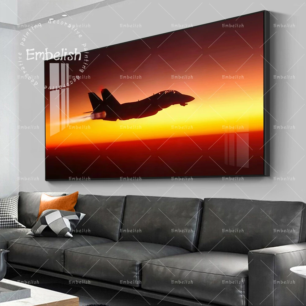 

Embelish Aircraft Airplane Fly Over Sunset Sky Modern Artworks For Living Room Home Decor Wall Art Pictures HD Canvas Paintings