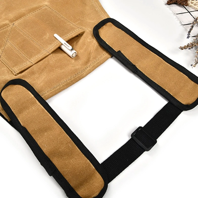 

Heavy Duty Work Apron Adjustable Oil Wax Cloth Tool Apron,Waterproof Carpenter Apron,Suit for Kitchen, Garden, Pottery,