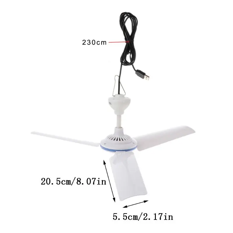 

New DC 5V Ceiling Fan Air Cooler Stepless Speed USB Fan for Bed Camping Outdoor Tent