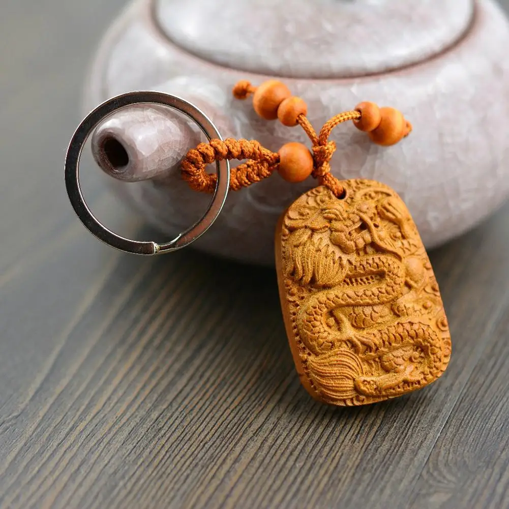 Натуральный персик резьба по дереву китайский дракон статуэтка подвеска пряжка