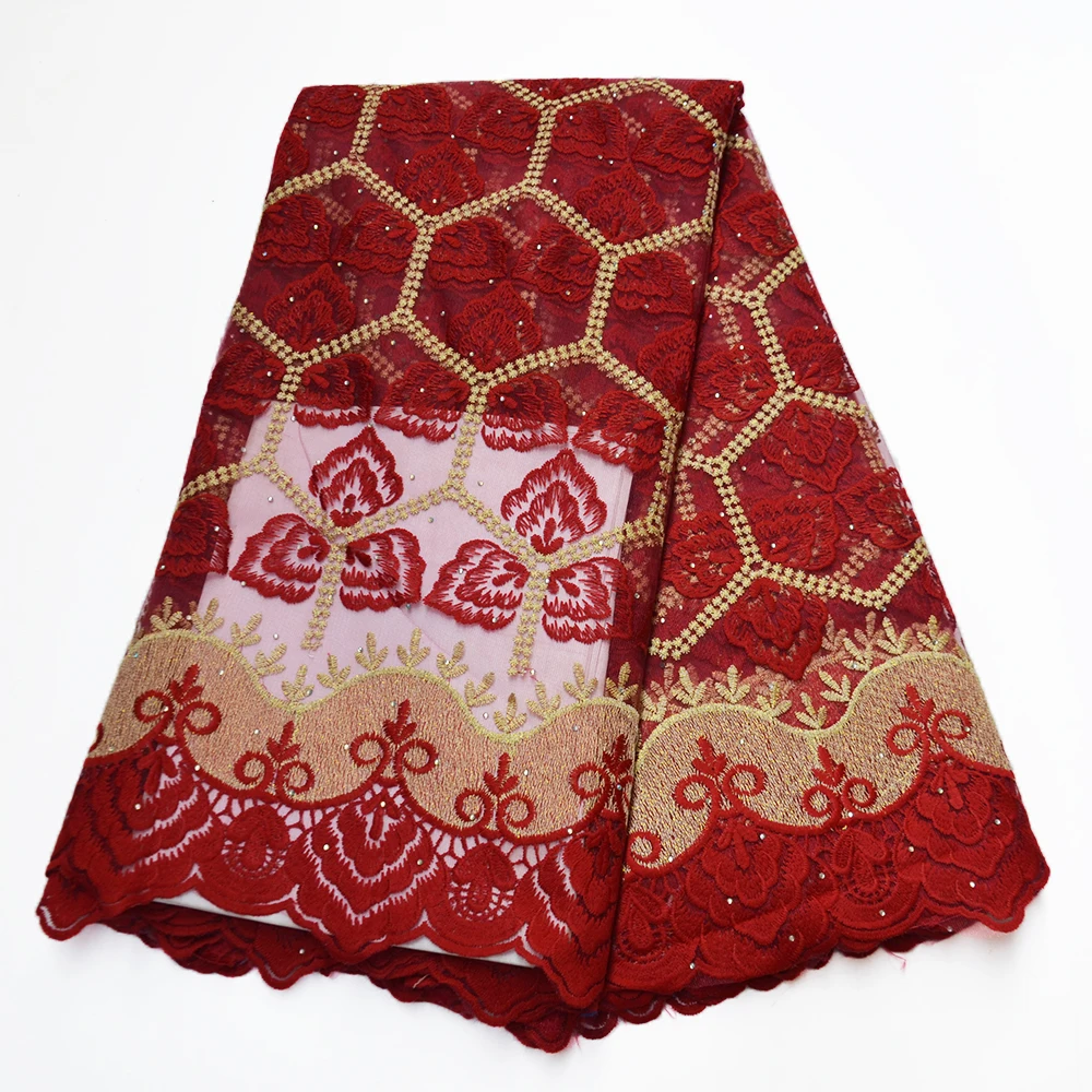

CS 2020 latest africa lace high quality lace fabric with stones 5 yards african fabric Frivolous nigerian lace fabric
