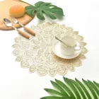 ПВХ салфетка павлиний хвост Горячий Золотой орешник сплошной цвет простой стиль Рождественское украшение стола