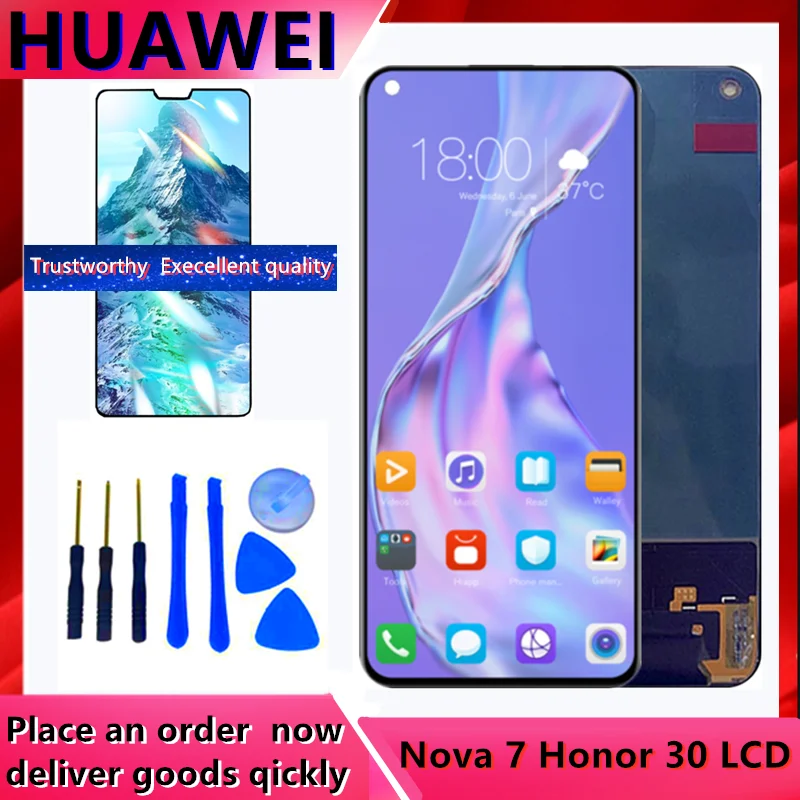 Pantalla Lcd Original de 6,53 pulgadas para Huawei Nova 7 Nova7, piezas de montaje de digitalizador con pantalla t&aacute;ctil, Honor 30, Honor 30-0