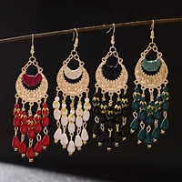 set multicolor beads tasseldangle earrings for women jewelry 2021 trendy piercing ear rings for girl pendientes woman accessory