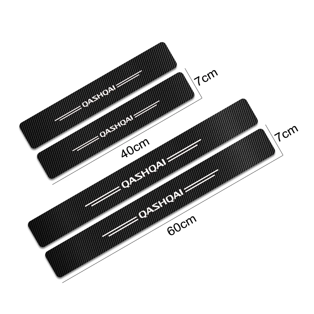 4pcs/Set For Nissan Qashqai Carbon Fiber Protector Decors Auto Sills Decals Film Accessories Sports Car Door Threshold Stickers