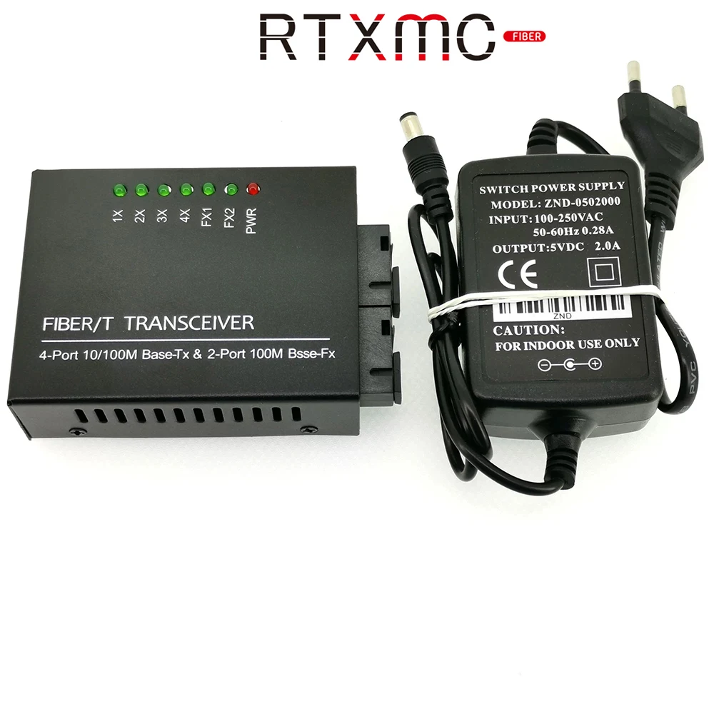 Медиа конвертер 2Fo 4 Lan Оптическое волокно к Rj45 Kонвертор Oптический
