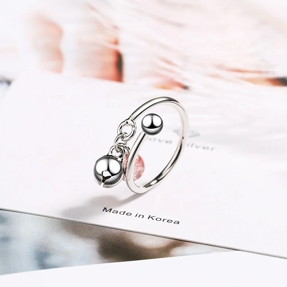 Регулируемое женское кольцо MEETSOFT из серебра 925 пробы с клубничным кварцем |