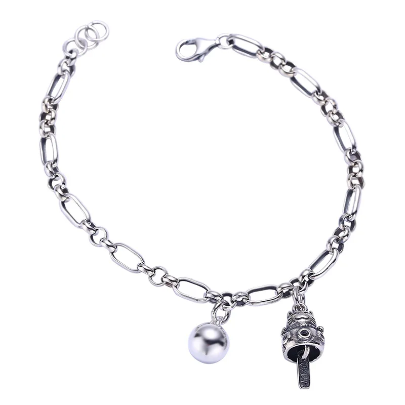 

Kinel Ethnic Vintage Lucky Cat Bell Bracelets For Women 100% 925 Sterling Silver Handmade Style Jewelry Free Delivery