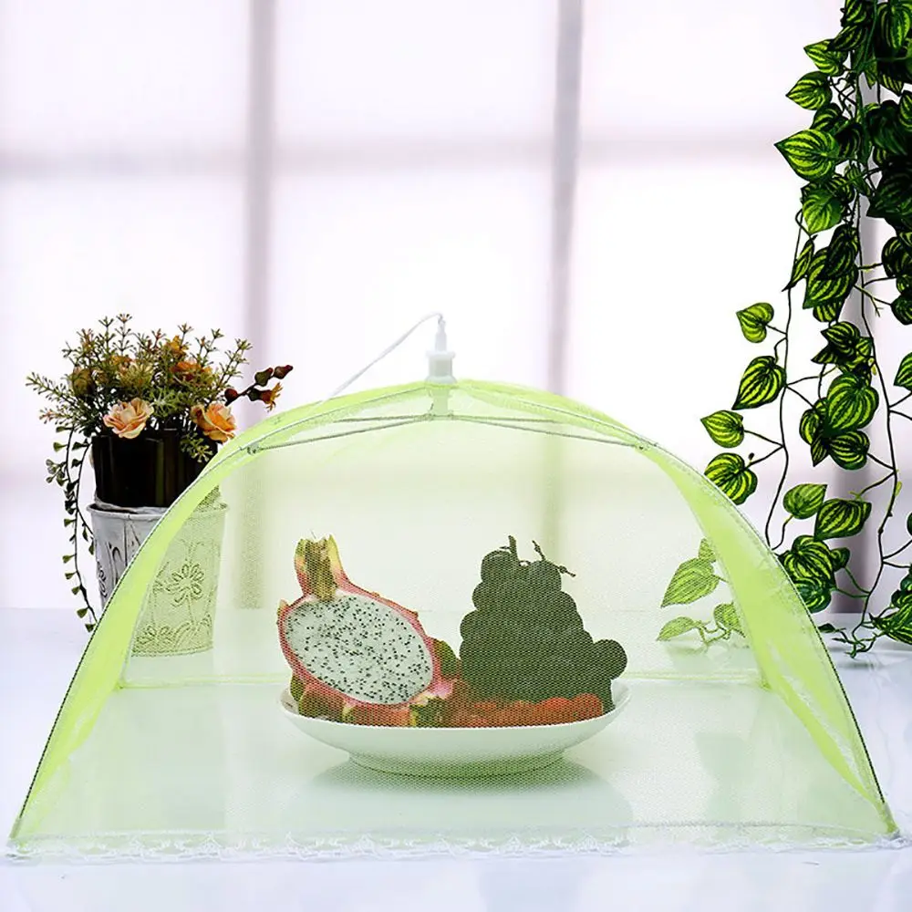 green 1 шт. складные крышки для еды в форме зонта сетчатые крышки для еды большая Защитная крышка для еды палатка купольная сетка защита для еды - Цвет: green