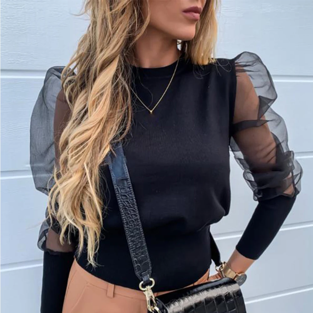 Женские кружевные блузки модные Украшенные жемчужными бусинами Элегантная